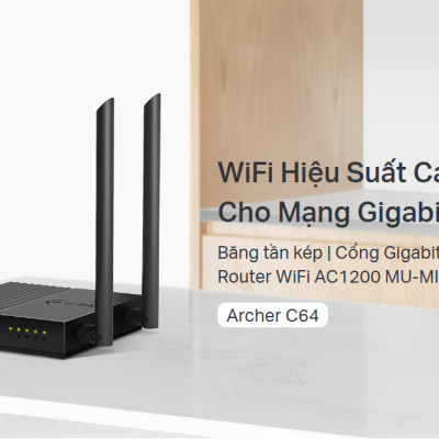 Router WiFi AC1200 4 ăng-ten Gigabit MU-MIMO Archer C64/Archer C50/Archer C54 - Hàng chính hãng