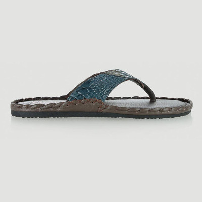 Dép nam Huy Hoàng da cá sấu đan màu xanh dương HT7247