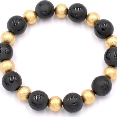 Chuỗi đeo tay phong thủy - thạch anh đen khắc Phật chú 10 ly VTAEPMHVT1 - hợp mệnh Thủy, mệnh Mộc