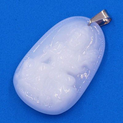 Mặt phật Bồ Tát Phổ Hiền thạch anh trắng 5cm - phật bản mệnh tuổi Thìn, Tỵ