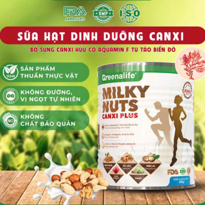 Sữa Hạt Dinh Dưỡng Canxi Plus Milky Nuts Greenalife - Hỗ Trợ Xương Khớp Chắc Khoẻ, Lợi Sữa Cho Mẹ Bầu, Sau Sinh, Dinh Dưỡng Cho Người Tiểu Đường, Người Già, Ăn chay, Ăn Kiêng, Giảm Cân, Eat Clean, Healthy