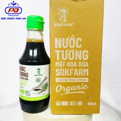 Nước tương mật hoa dừa Sokfarm 200ml - 1L nước tương ít mặn không đậu nành không chất bảo quản