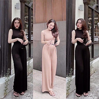 Set áo sát nách quần ống suông dáng dài tôn dáng tiểu thư sang chảnh