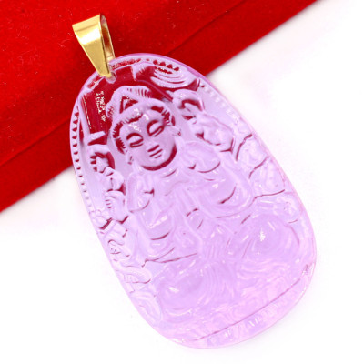 Mặt dây chuyền phật Phật Thiên Thủ Thiên Nhãn thủy tinh tím 3.6cm - phật bản mệnh tuổi Tý - Mặt size nhỏ