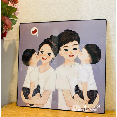 (ẢNH CHỤP THẬT)Tranh treo tường gia đình hạnh phúc 7 trang trí decor kèm đinh treo