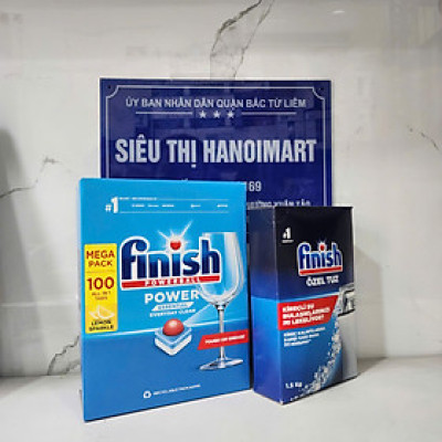 Combo 90 Viên rửa bát Finish All in 1 max + 1.5kg Muối rửa bát chén Finish