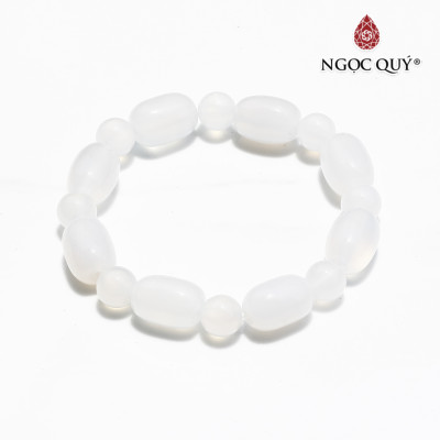 Vòng lu thống mã não trắng mệnh thủy kim - Ngọc Quý Gemstones