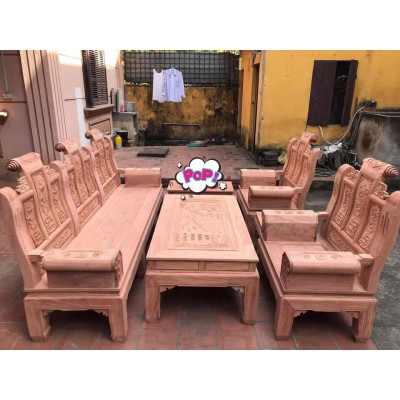 Bộ bàn ghế Âu Á Hộp Cuốn Thư gỗ hương đá