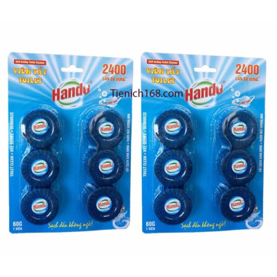 Bộ 2 vỉ 12 viên tẩy và làm thơm bồn cầu Hando Tienich168 TI119 (Xanh)