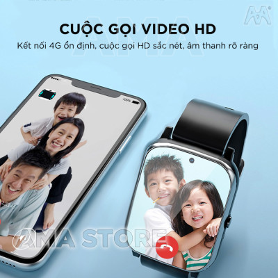 Đồng hồ Thông minh Mini có Rung Gắn sim Định vị GPS, Wifi Đo huyết áp Nhịp tim nhắc nhở Vận động gọi Video call AMA Watch FA91S - Hàng nhập khẩu