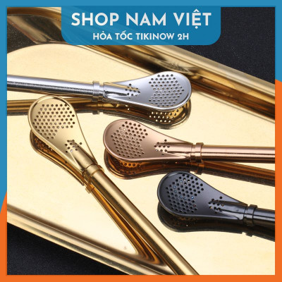 Ống Hút Muỗng Đầu Lọc Dài 15.5 - 21cm (Kèm Cọ Rửa)