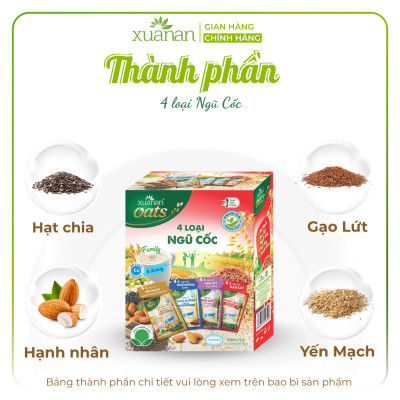 4 Loại Ngũ Cốc Xuân An [ít đường] Hộp 400G {25g*16 gói}