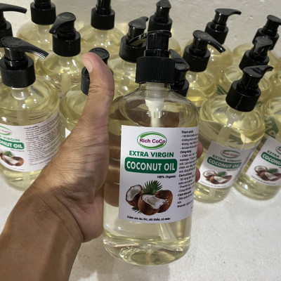 DẦU DỪA HỮU CƠ ÉP LẠNH - RICH COCO – EXTRA VIRGIN COCONUT OIL – CHAI 500ml