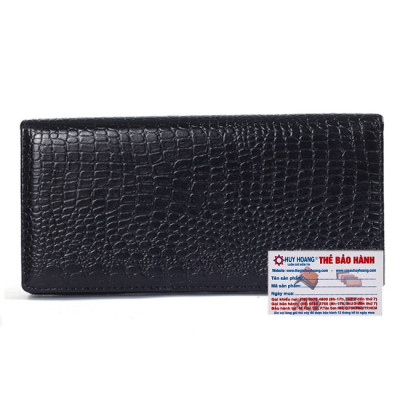 Bóp nữ da thật vân cá sấu Huy Hoàng 3 gấp vân nhỏ màu da, đen, nâu HC3105-06-07