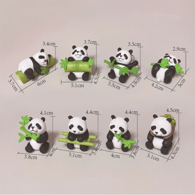 Mô Hình Gấu Trúc Mimi Bộ 8 Trang Trí Decord Ô tô Bánh Kem Tiểu Cảnh_ Hàng chính hãng