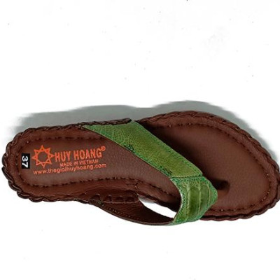 Dép nữ Huy Hoàng da đà điểu màu xanh lá HT7411