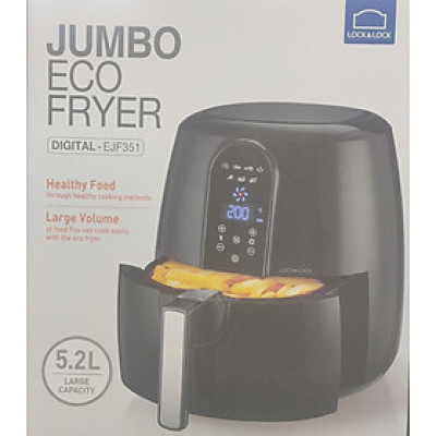 Nồi Chiên Không Dầu Lock&Lock EJF351 5.2L (Đen) Kèm Bộ 3 Hộp Đựng Tiện Lợi - Hàng chính hãng