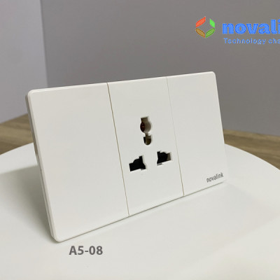 Ổ cắm điện 3 chấu đa năng A5-20 Novalink chính hãng, mặt chống cháy, lõi đồng nguyên chất. Có xuất hóa đơn VAT