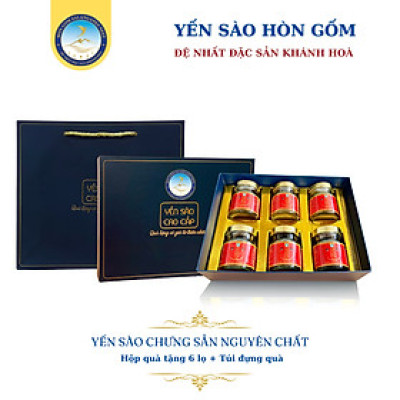 [Hộp QT 6 Hũ] Tổ Yến Chưng Đông Trùng Hạ Thảo (Ăn Kiêng)  - Yến Sào Hòn Gốm Chính Hiệu Khánh Hoà - HGKNEST