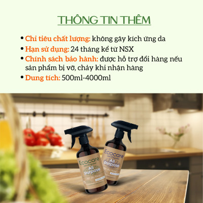  Nước xịt đa năng hữu cơ Bồ hòn và Tinh dầu Sả Chanh 500ml thương hiệu Ecocare