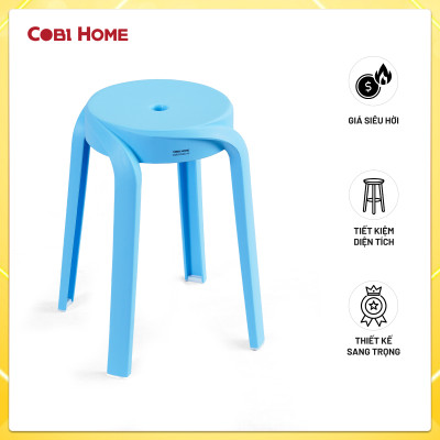 Ghế đôn nhựa đúc lốc xoáy, có thể xếp chồng lên nhau, tiết kiệm diện tích - Cobihome