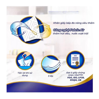 Lốc 3 Gói Khăn Giấy Bếp Rút Đa Năng