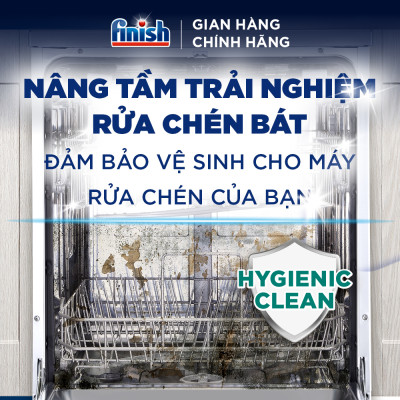 Combo Finish tiện lợi 4: Hộp 100 Viên Rửa Bát Essential + Nước Làm Bóng Finish 500ml + Dung dịch vệ sinh máy