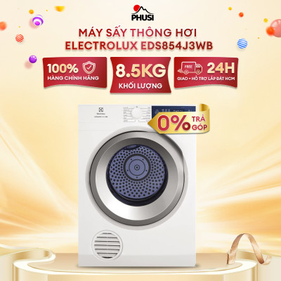 [Free Giao lắp] Máy sấy thông hơi Electrolux 8.5kg EDS854J3WB - Làm mới áo quần và giảm nhăn, Lồng giặt chuyển động luân phiên, giảm nhăn [Hàng chính hãng]