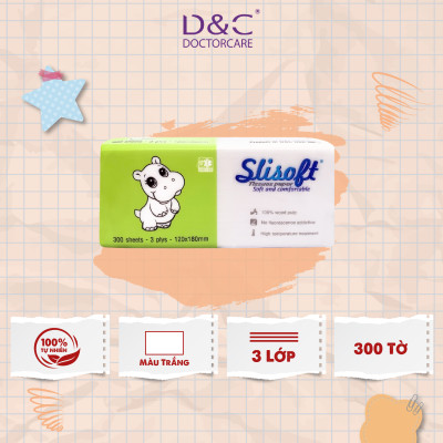 Giấy ăn Slisoft Trắng 100 tờ x 3 lớp, khăn giấy khô thân thiện môi trường không chất tẩy trắng an toàn cho cả gia đình