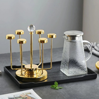 Giá Úp Cốc Đẹp Để Bàn, LUXURY Giá Để Cốc Chén Inox Cao Cấp Xoay 360 Độ Sang Chảnh Và Tiện 