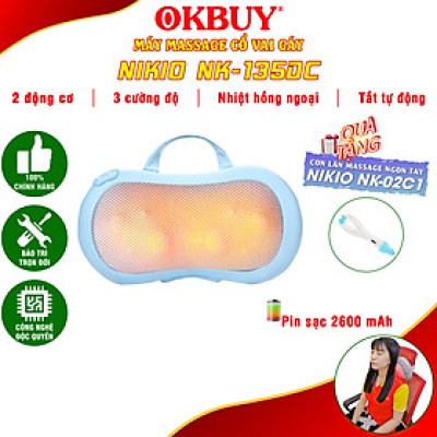 Gối Massage Hồng Ngoại, Máy Mát Xa Cổ Vai Gáy, Matxa Toàn Thân Nikio NK-135DC - Công Nghệ Xoa Bóp Chuyên Sâu, Sưởi Ấm Hồng Ngoại - Pin sạc