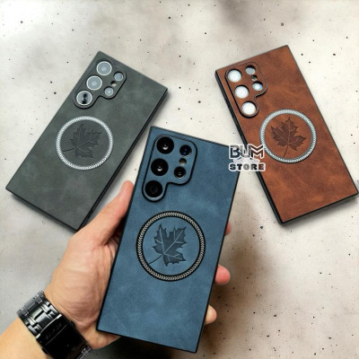 Ốp Lưng Cho Samsung Galaxy S25 Ultra / S25 Plus / S24 Ultra/ S24 Plus / S23 Ultra / S22 Ultra Hình Lá Phong Từ Tính
