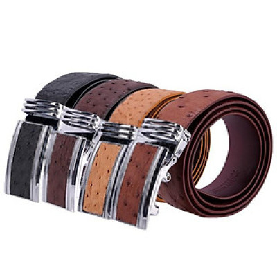 Thắt lưng nam da đà điểu Huy Hoàng da hột 4P màu đen, nâu đất, vàng bò, nâu đỏ HC4433-34-35-36