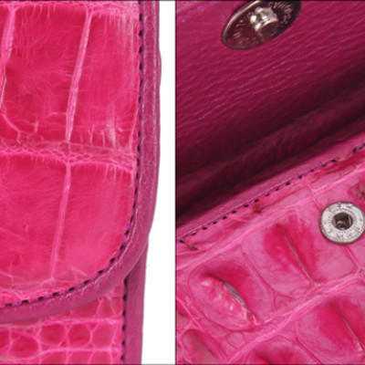 Ví Nữ Da Cá Sấu 3 Gấp Gai Huy Hoàng HT3286 (19 x 10.5 cm) - Hồng