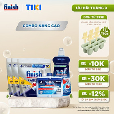 Combo Nâng Cao: 3 X Túi 21 Viên Nước Rửa Bát Powerball Quantum + Nước Làm Bóng Rinse & Shine Aid 500ml + Dung Dịch Vệ Sinh Máy Rửa Chén 250ml