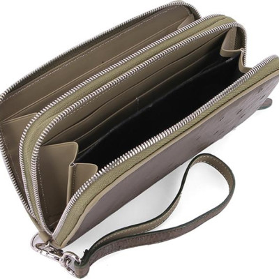 Ví Nữ Da Đà Điểu 2 Khóa Huy Hoàng HT3448 (11 x 22 cm) - Xanh Rêu