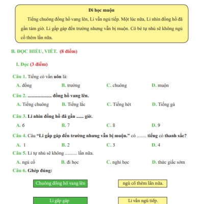 Đề Kiểm Tra Tiếng Việt 1 - Tập 1 - Cánh Diều