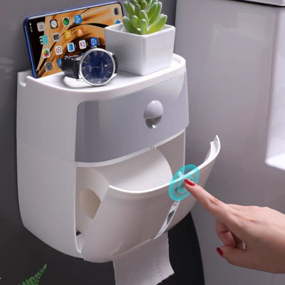 HỘP ĐỰNG GIẤY VỆ SINH 2 TẦNG TREO DÁN TƯỜNG CAO CẤP - KHÔNG CẦN KHOAN ĐỤC ỐC VÍT