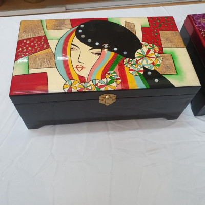 Hộp nữ trang 2 tầng Sơn Mài Cao Cấp Thanh Bình Lê đựng đồ trang sức, vật dụng nhỏ xinh, làm quà tặng,...