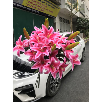 Cành hoa ly giả - 1 cành 4 bông - dài 95cm - Cây giả, hoa lụa Decor trang trí nhà cửa