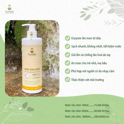 Nước  Rửa chén hữu cơ  sinh học 100% từ enzyme dứa tự nhiên, nước rửa bình sữa an toàn cho bé dung tích 3800ml