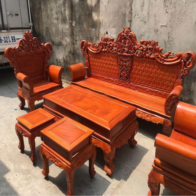 Bộ bàn ghế Louis Hoàng Gia gỗ Gõ Đỏ