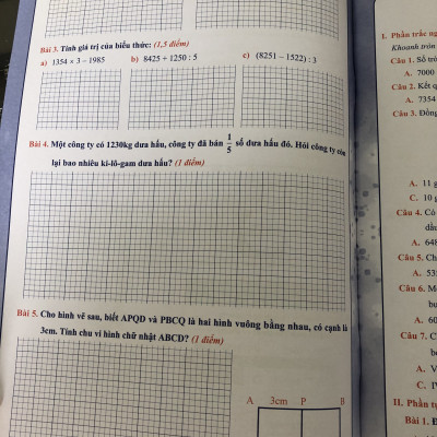Qb - Đề kiểm tra toán 3/2