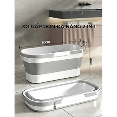 Xô Đựng Nước Gấp Gọn Đa Năng Có Bánh Xe Chậu Gấp Gọn Tiện Lợi Giặt Cây Lau Nhà Chùi Kính Dung Tích 12L