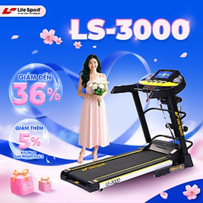 Máy Chạy Bộ Lifesport LS-3000, Máy Chạy Bộ Với 12 Chương Trình Luyện Tập Đa Dạng, Tay Cầm Đa Năng, Động Cơ Mạnh Mẽ