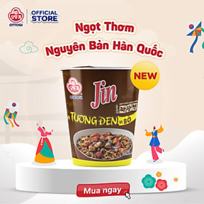 Combo 6 Ly Mì Jin Tương Đen vị bò Ottogi 65gx6