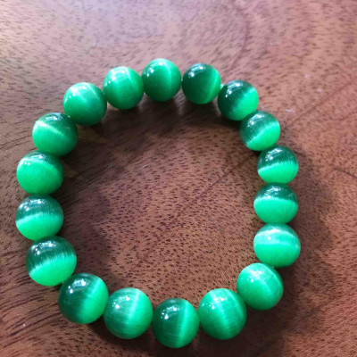 VÒNG ĐÁ MẮT MÈO 10mm XANH LÁ NỮ MỆNH MỘC HOẢ 