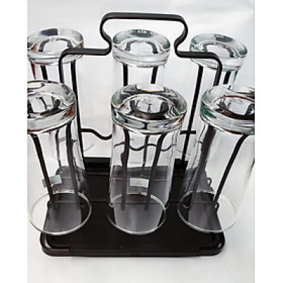  khay úp ly cốc inox cao cấp, khay úp ly cốc inox có khay hứng nước vuông / tròn màu nâu