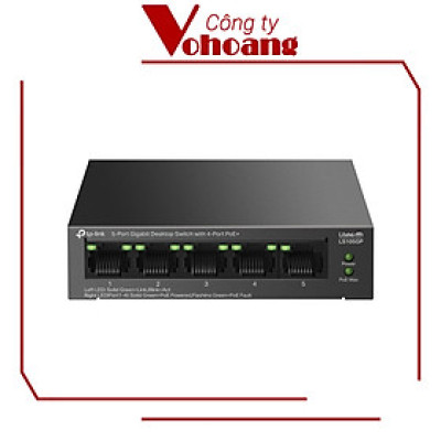 Switch Gigabit 5 Cổng TP-Link LS105GP với 4 Cổng PoE+ Công Suất Tối Đa 65W Vỏ Kim Loại - Hàng chính hãng
