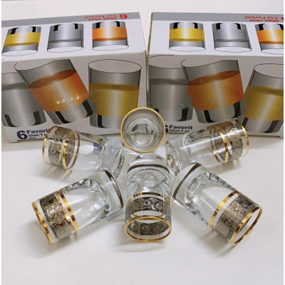 BỘ 6 LY THỦY TINH UỐNG RƯỢU TIỆP KHẮC CAO CẤP KHẢM BẠC